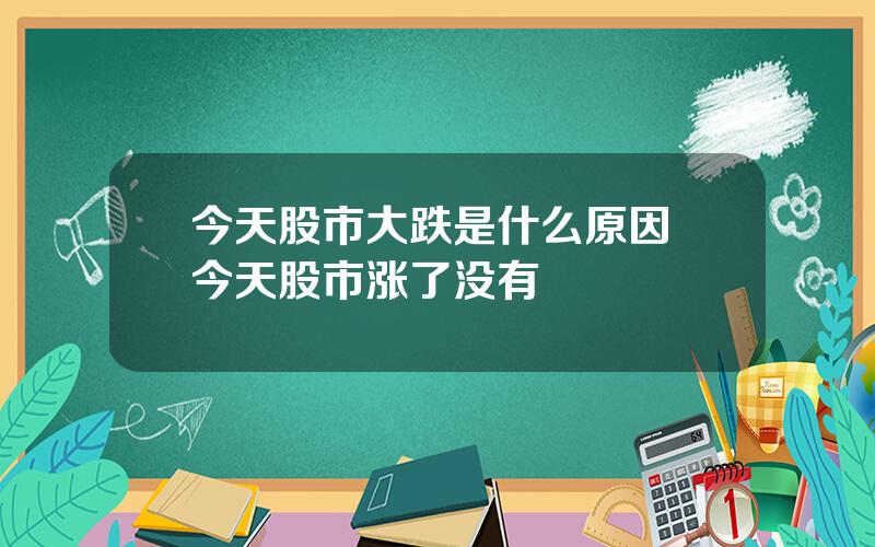 今天股市大跌是什么原因 今天股市涨了没有